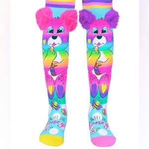 Girls Colorful Bear Knee-High Funny Ears Rainbow Socks Sweet Like Honey NWT